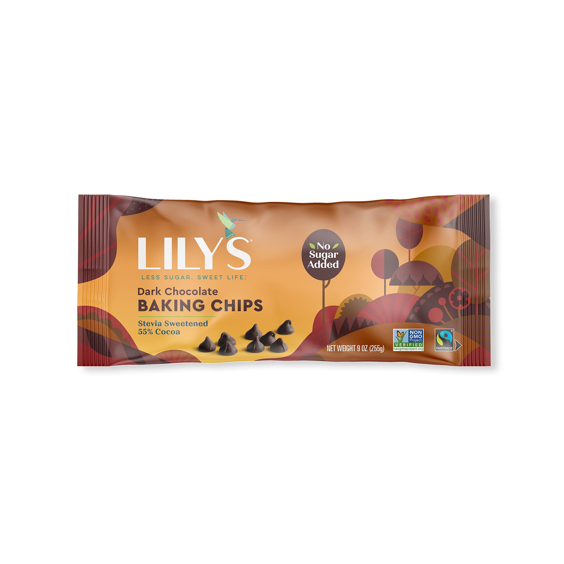 Product image of Lily's Dark Chocolate Baking Chips Stevia Sweetened No Added Sugar Low-Carb Keto Friendly 55% Cacao Fair